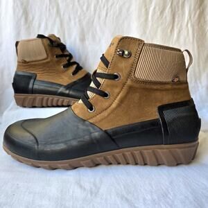 BOGS Men's Classic Casual Suede/Rubber Ankle Rain Boots Cognac/Black Size 13